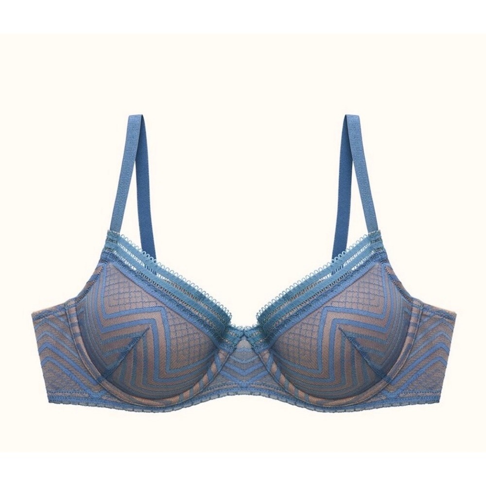 ThirdLove Graphic Mesh Demi Bra Blue Size 36E 36D